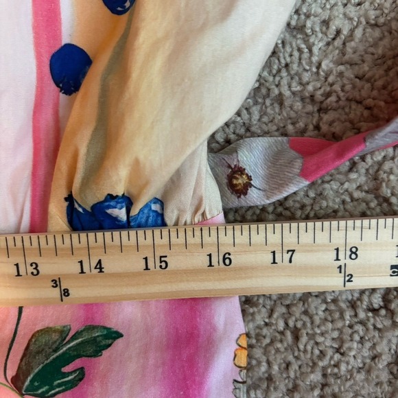 Just Bellina Dress Women's Large 100% Cotton Handcrafted Floral Bright NEW - Picture 9 of 11